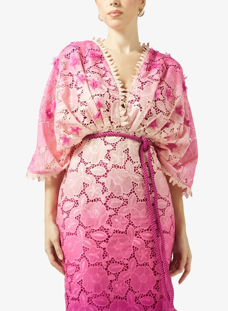 Threadz by Ajooni  Ombre Lace Midi Dress for Women | Best Price UAE